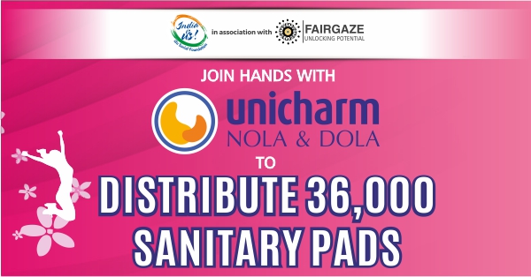 India Is Us and FairGaze join hands with Unicharm to Distribute 
36,000 Sanitary Pads in Slums of Delhi & NCR