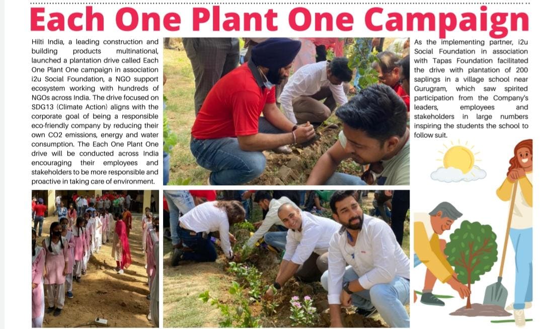 Hilti Partners With i2u Social Foundation for Each One Plant One Campaign